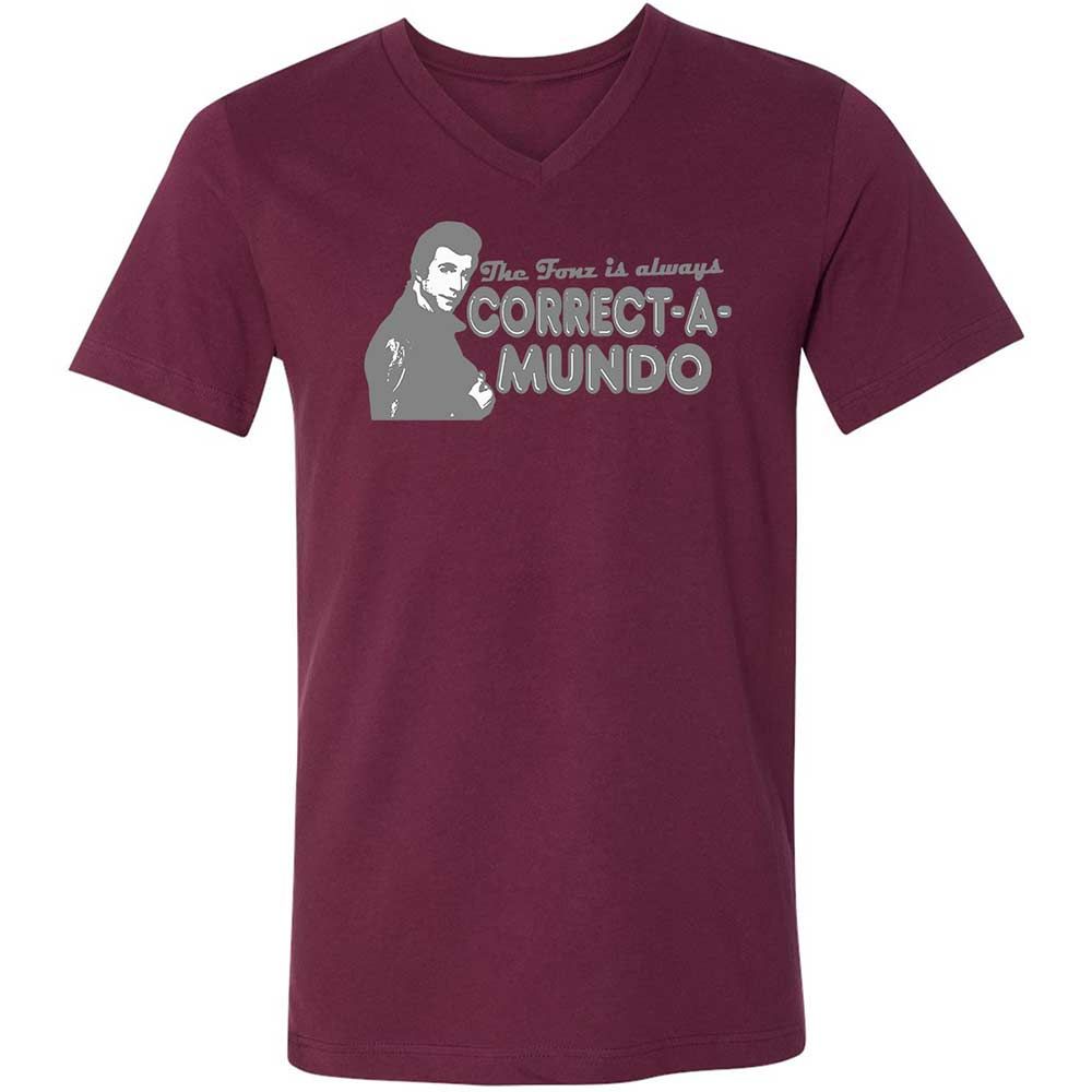 Unisex V-Neck T-Shirt - N1Q8UC2A - Maroon - 14
