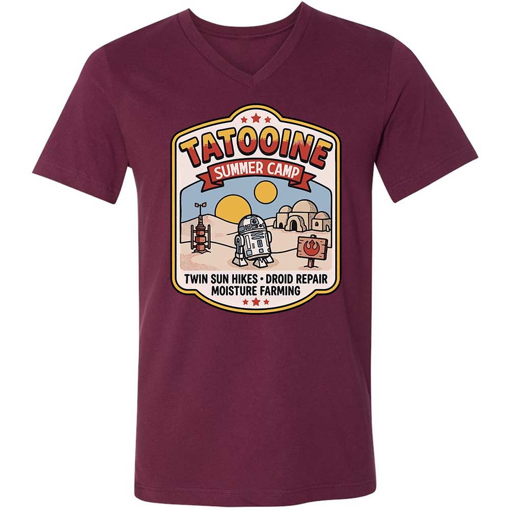 Unisex V-Neck T-Shirt - DC97NUJE - Maroon - 14