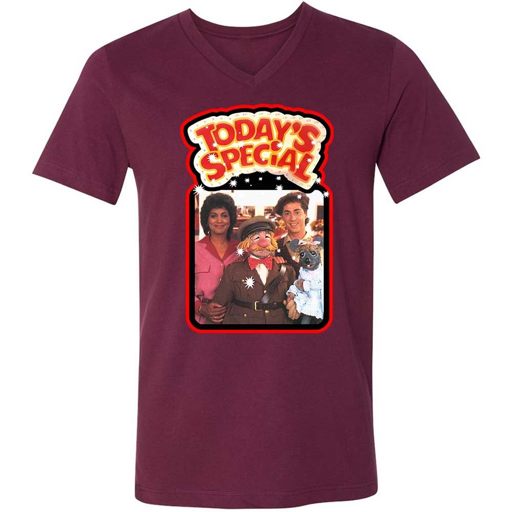 Unisex V-Neck T-Shirt - 3SAXVY7Q - Maroon - 14