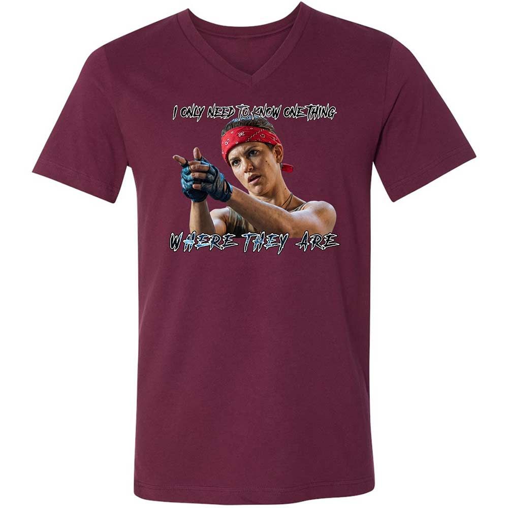 Unisex V-Neck T-Shirt - HF3YK7CA - Maroon - 14