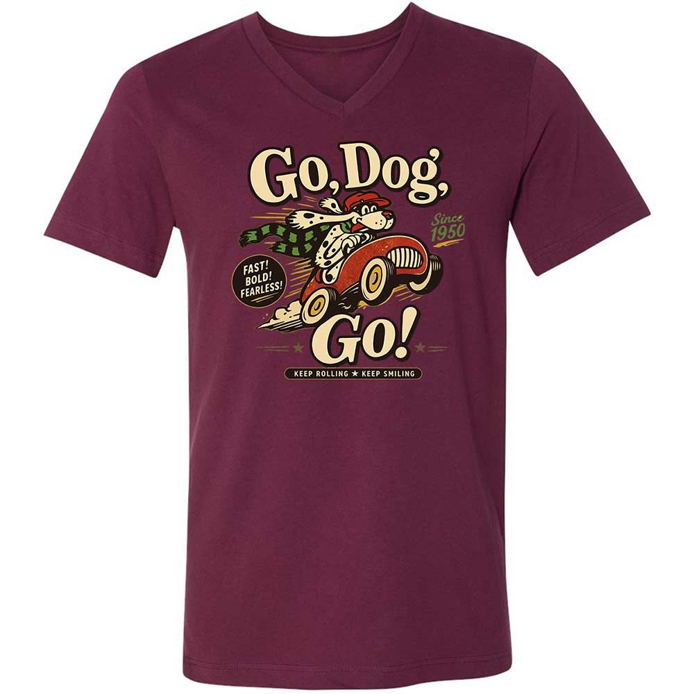 Unisex V-Neck T-Shirt - L5GDX3KP - Maroon - 14