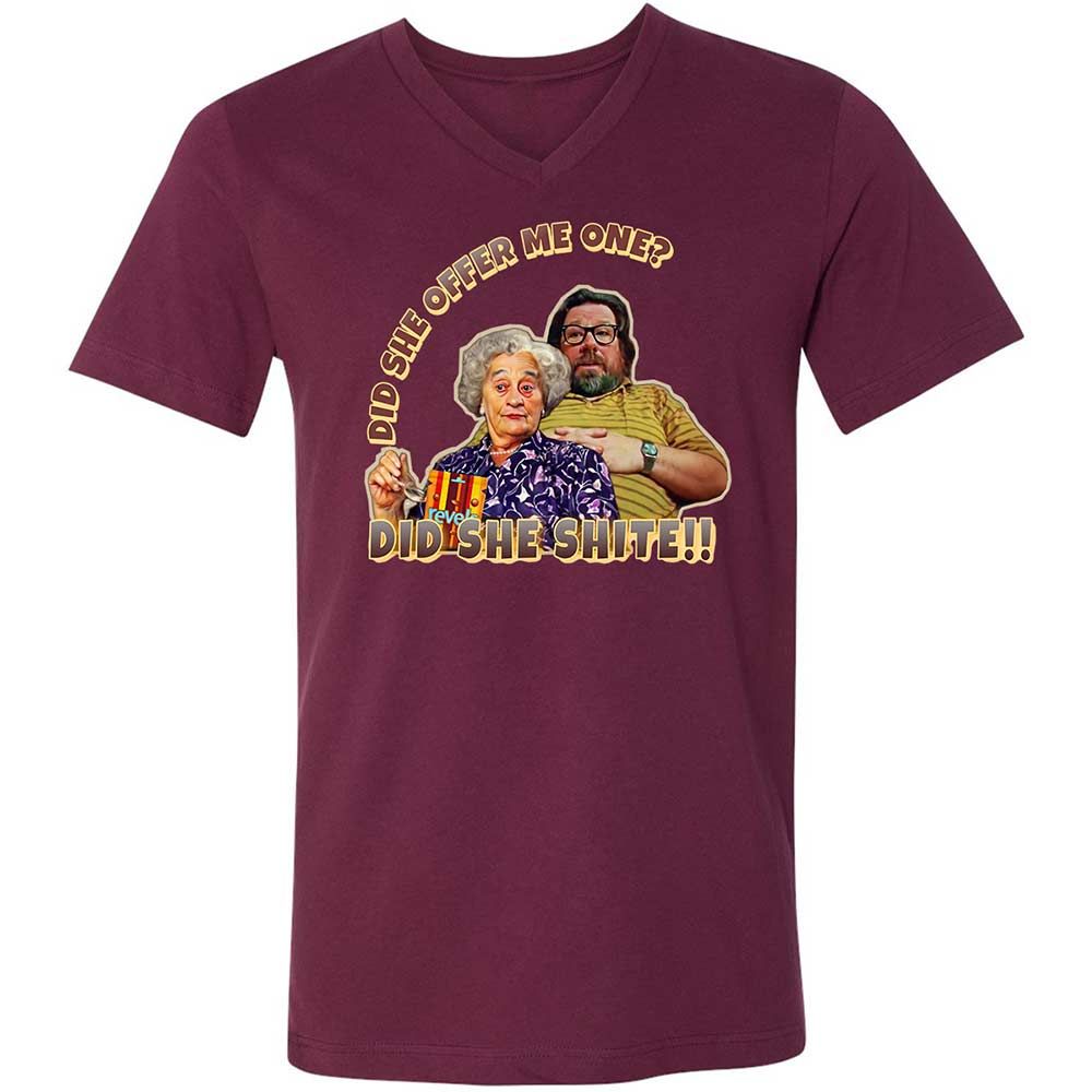 Unisex V-Neck T-Shirt - 5ELJMM3V - Maroon - 14