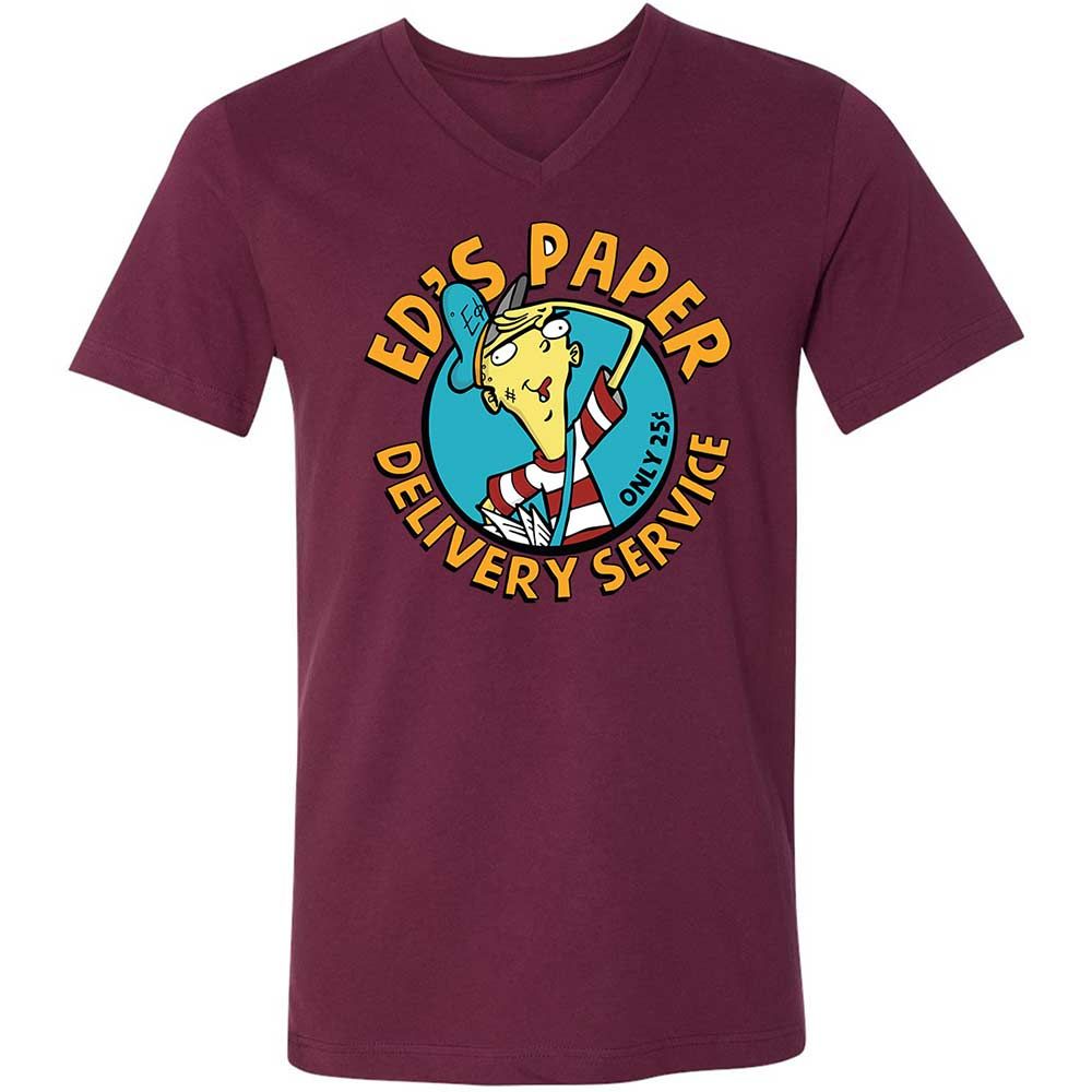 Unisex V-Neck T-Shirt - M6CTV62E - Maroon - 14
