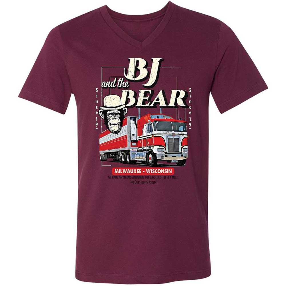 Unisex V-Neck T-Shirt - LN5B1AVM - Maroon - 14