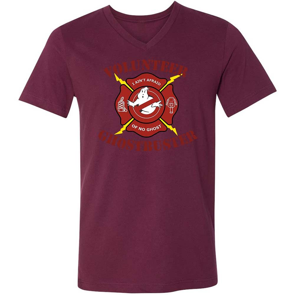 Unisex V-Neck T-Shirt - 4DHMVYJT - Maroon - 14