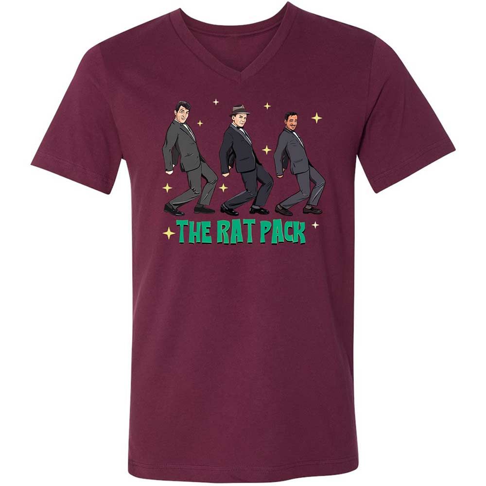 Unisex V-Neck T-Shirt - D1TZUHTJ - Maroon - 14