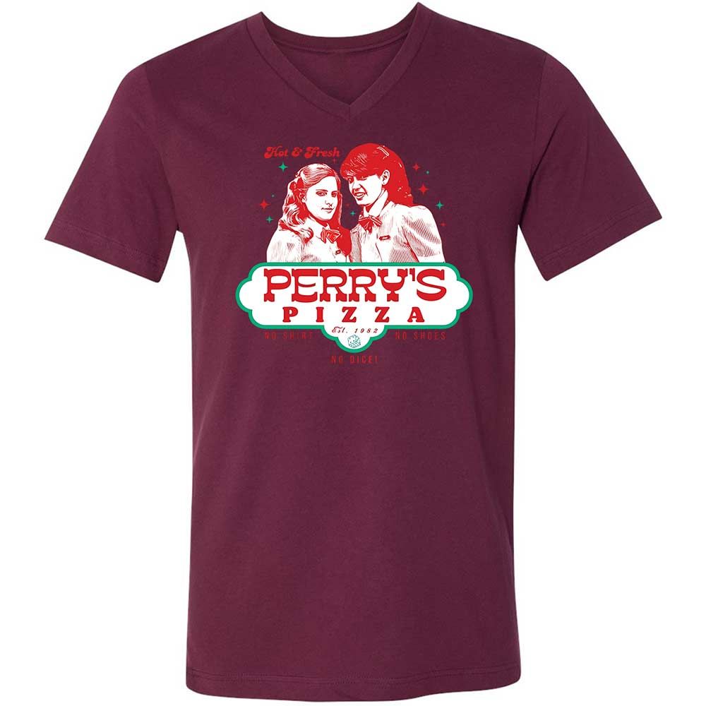 Unisex V-Neck T-Shirt - VX1M5QGW - Maroon - 14