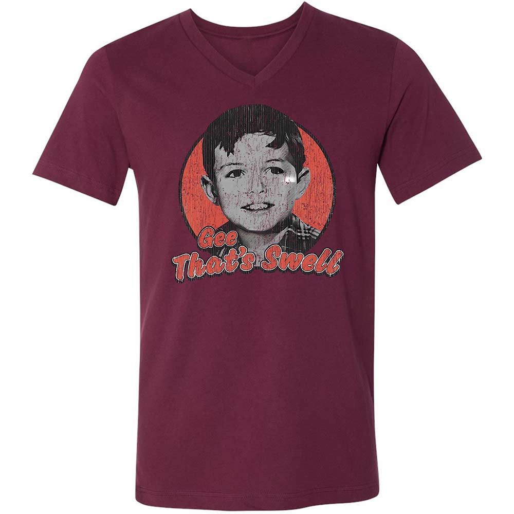 Unisex V-Neck T-Shirt - KXX4PBX3 - Maroon - 14