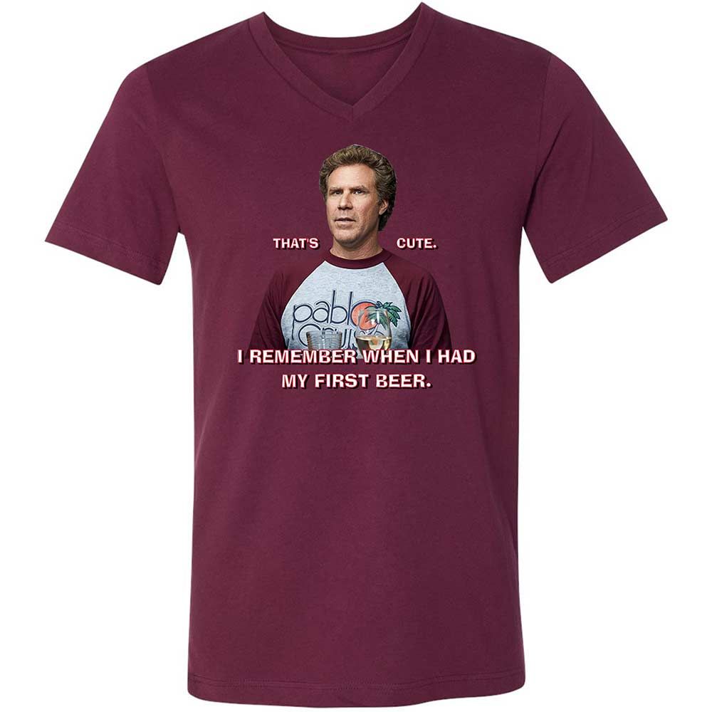 Unisex V-Neck T-Shirt - 6JP3QLD1 - Maroon - 14