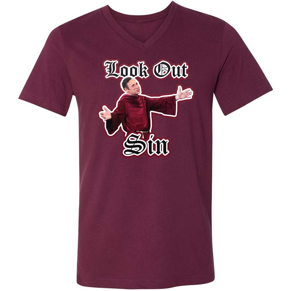 Unisex V-Neck T-Shirt - 779LZF8Z - Maroon - 14