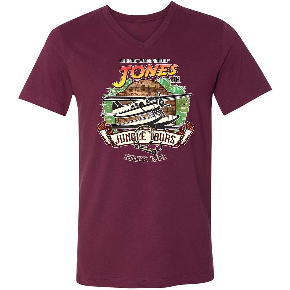 Unisex V-Neck T-Shirt - XFB63LYB - Maroon - 14