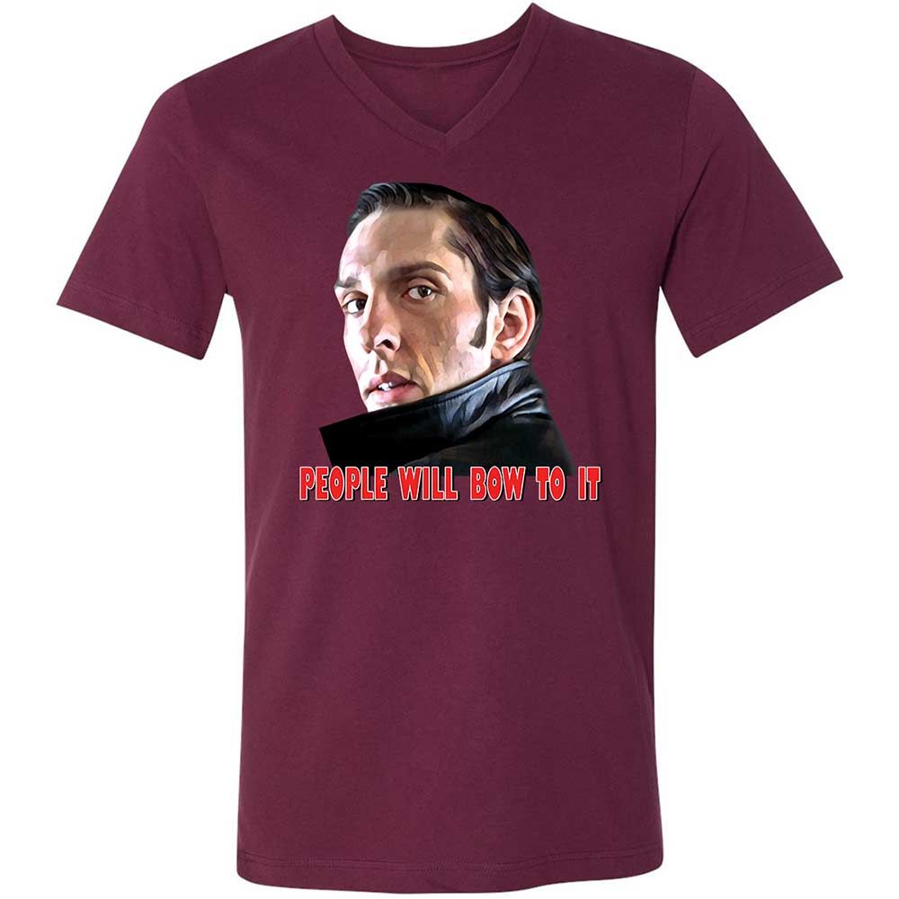 Unisex V-Neck T-Shirt - 798F2RUE - Maroon - 14