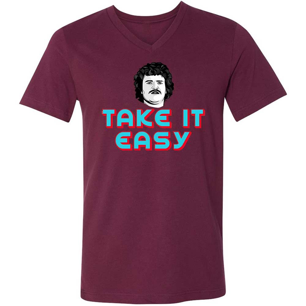 Unisex V-Neck T-Shirt - RJEEG3Y9 - Maroon - 14