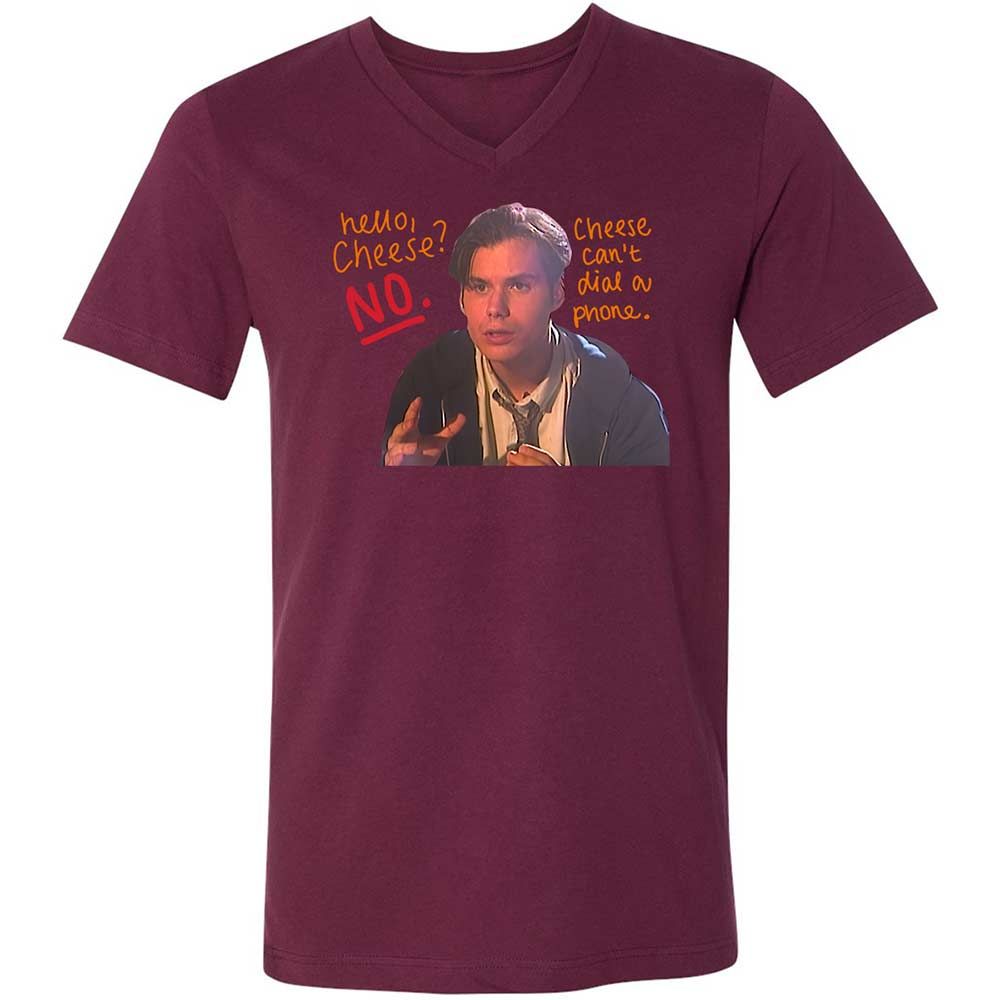 Unisex V-Neck T-Shirt - ZZ75A513 - Maroon - 14