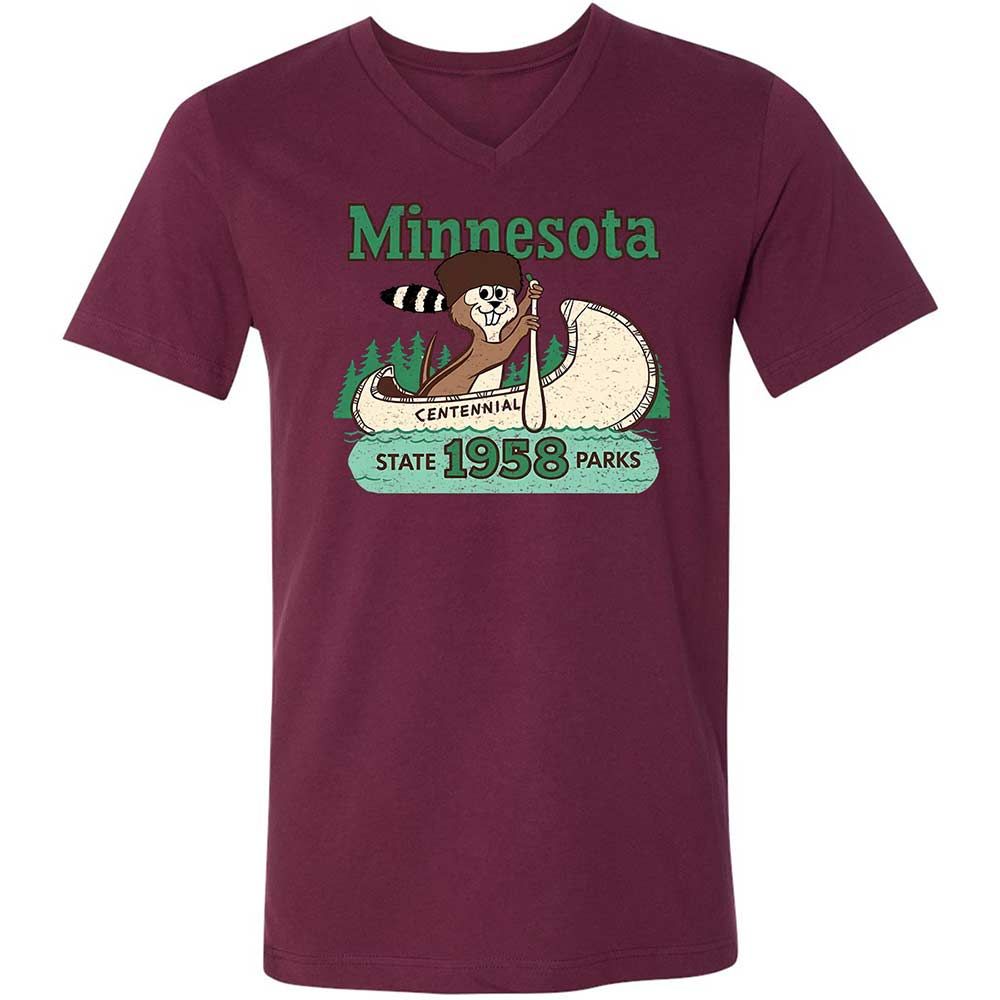 Unisex V-Neck T-Shirt - WQCBZTXK - Maroon - 14