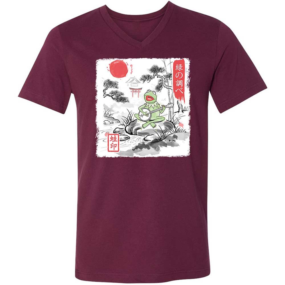 Unisex V-Neck T-Shirt - 3ML226GT - Maroon - 14