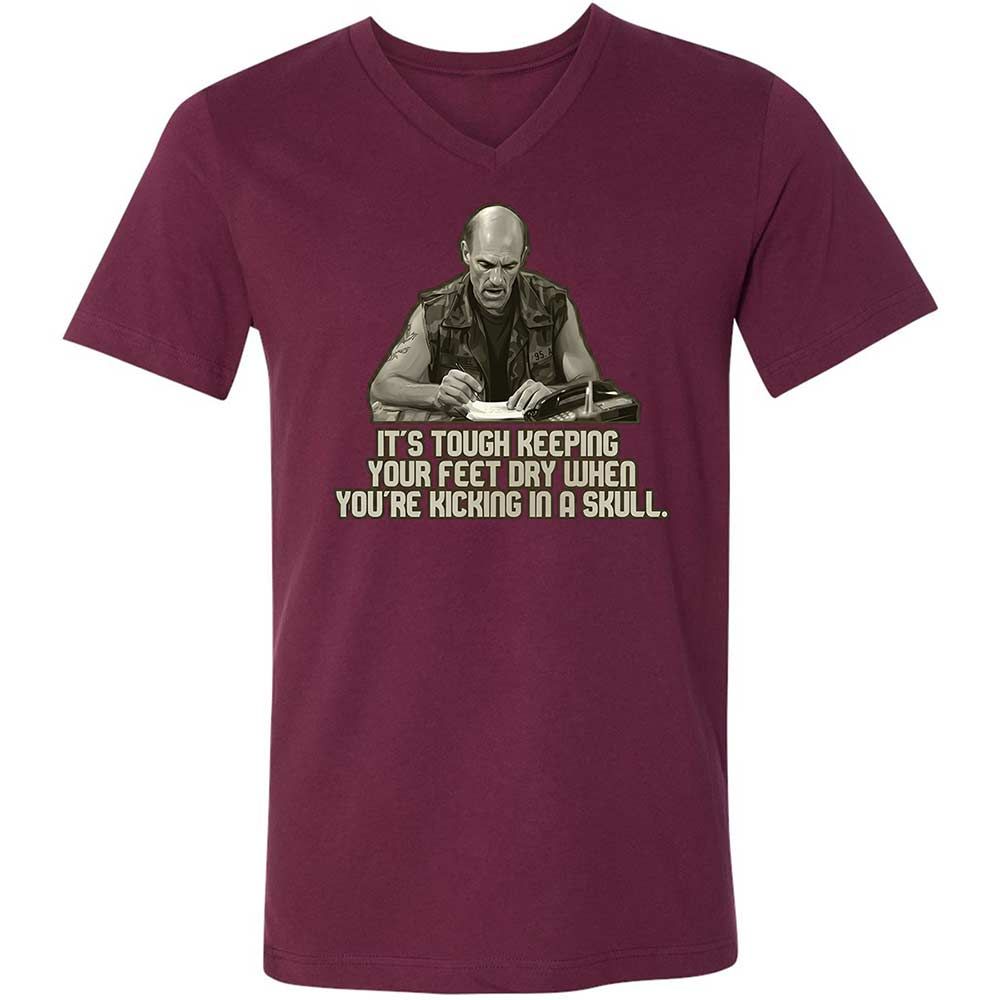 Unisex V-Neck T-Shirt - 5HPLX7QQ - Maroon - 14