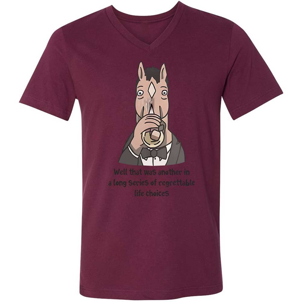 Unisex V-Neck T-Shirt - HMTDMAC6 - Maroon - 14
