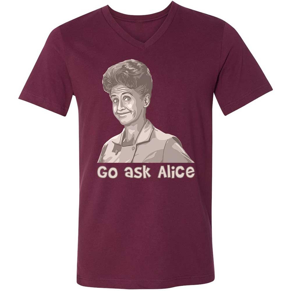 Unisex V-Neck T-Shirt - 23579J1Q - Maroon - 14