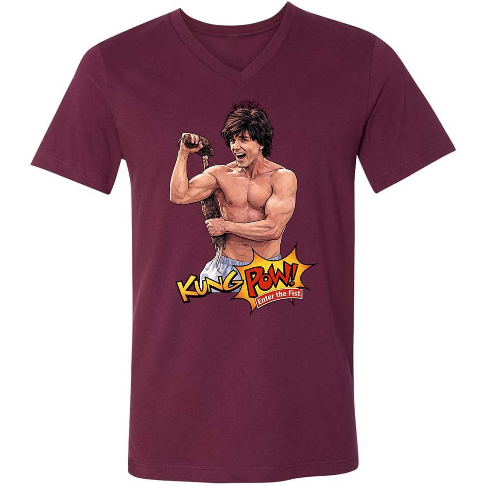 Unisex V-Neck T-Shirt - 64Z6JHMP - Maroon - 14