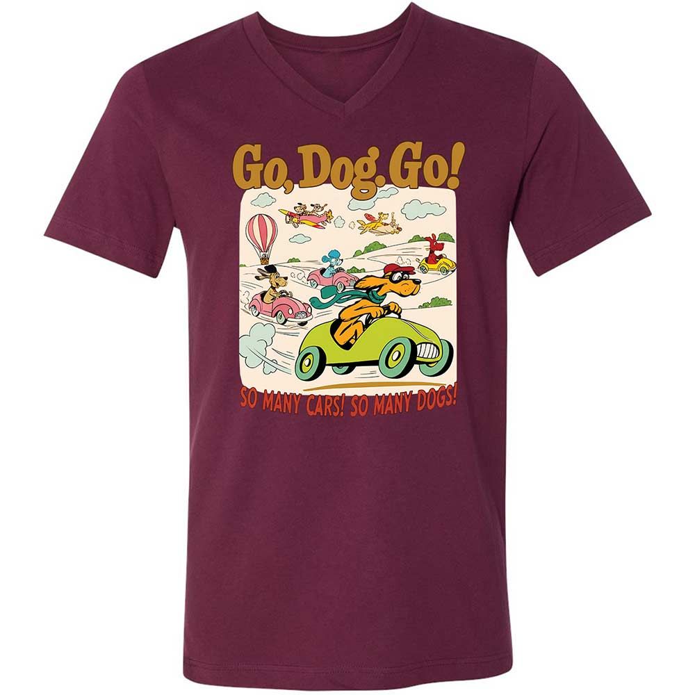 Unisex V-Neck T-Shirt - 1YXVMM7J - Maroon - 14