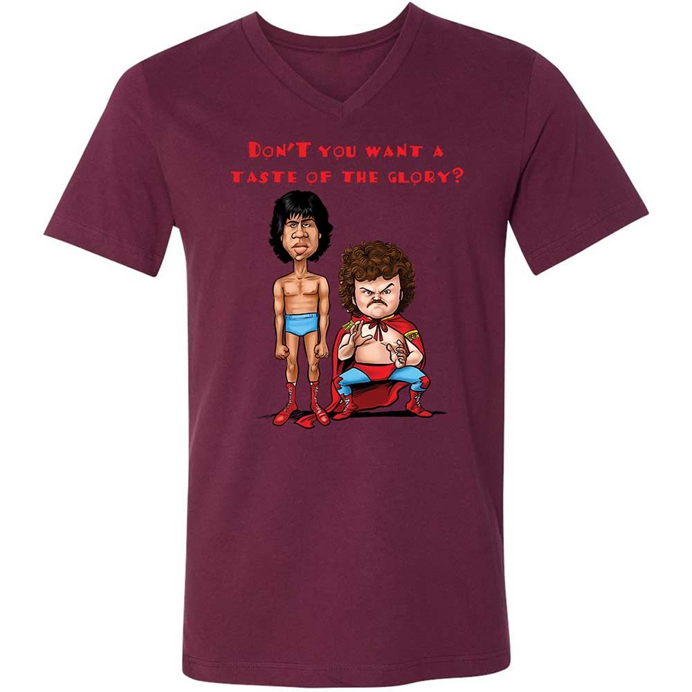 Unisex V-Neck T-Shirt - BRE1AJH3 - Maroon - 14