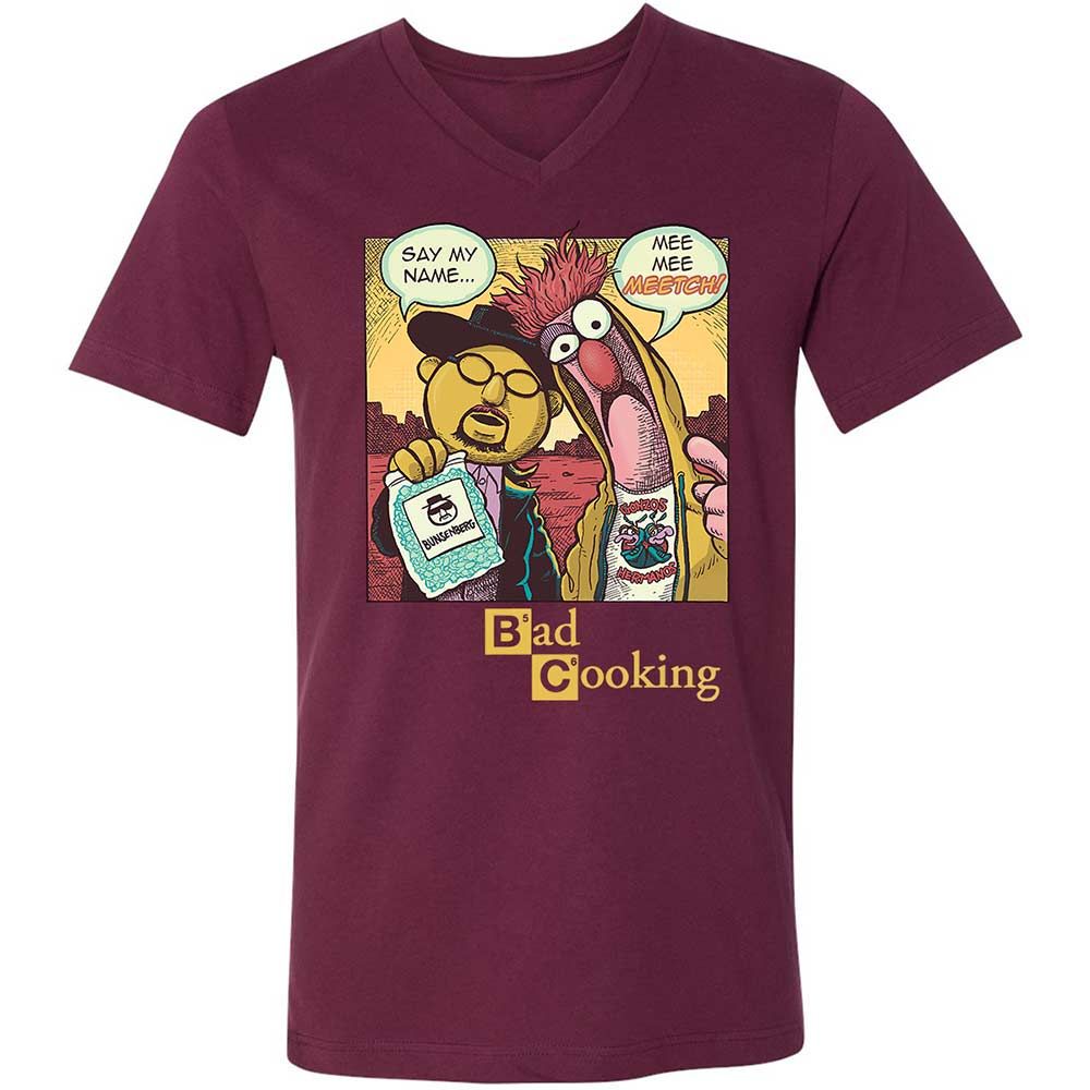 Unisex V-Neck T-Shirt - S8NCHHR7 - Maroon - 14