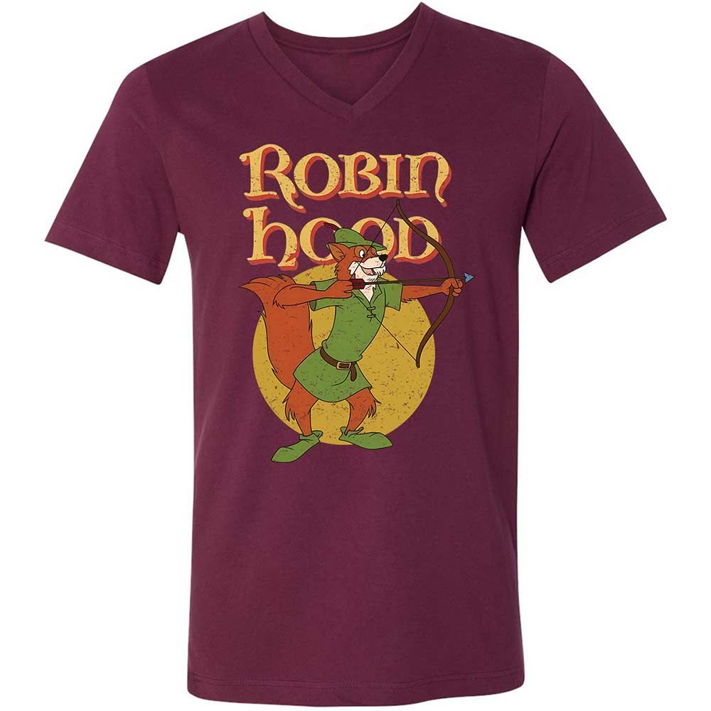Unisex V-Neck T-Shirt - 74LK12LN - Maroon - 14