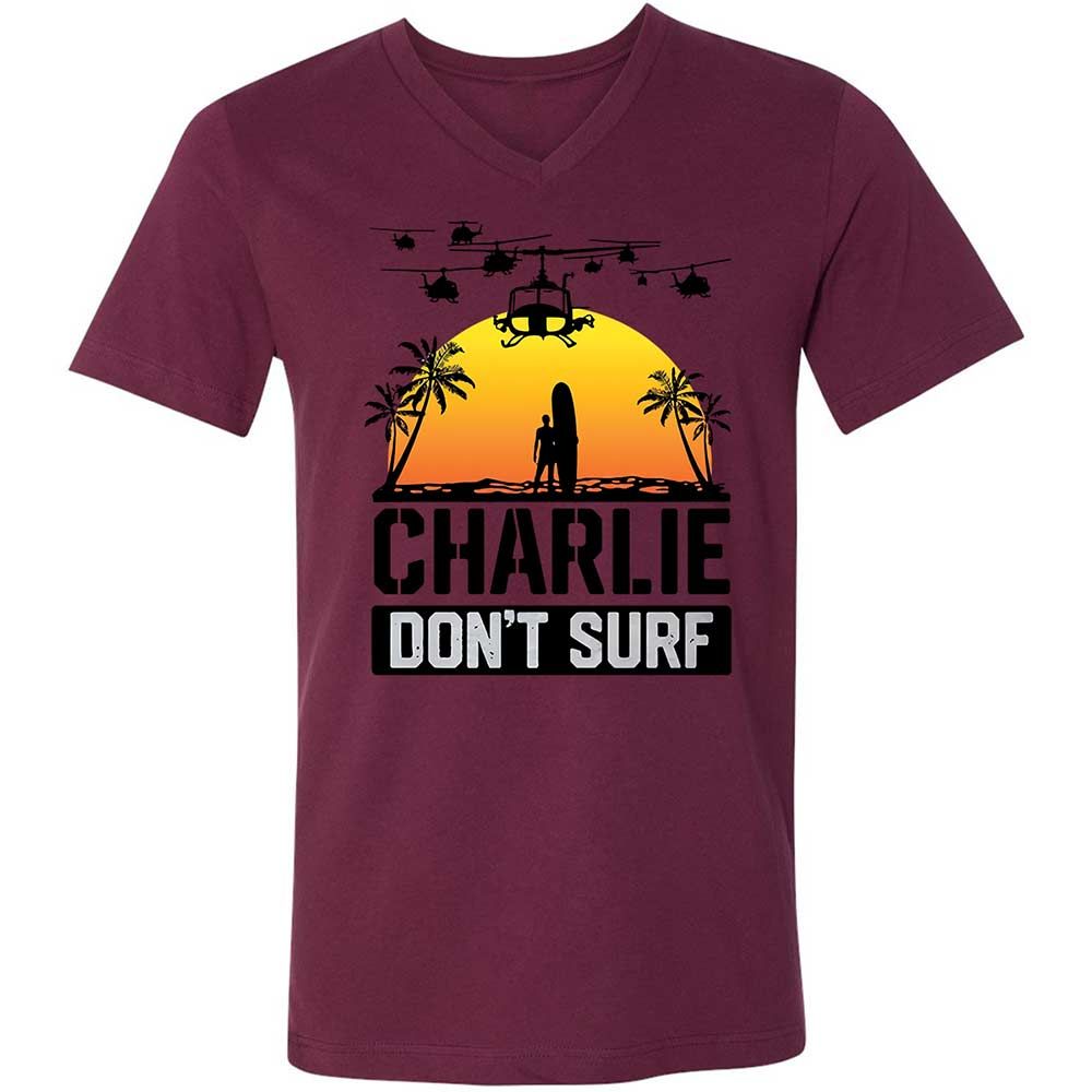 Unisex V-Neck T-Shirt - D6PE4LBV - Maroon - 14