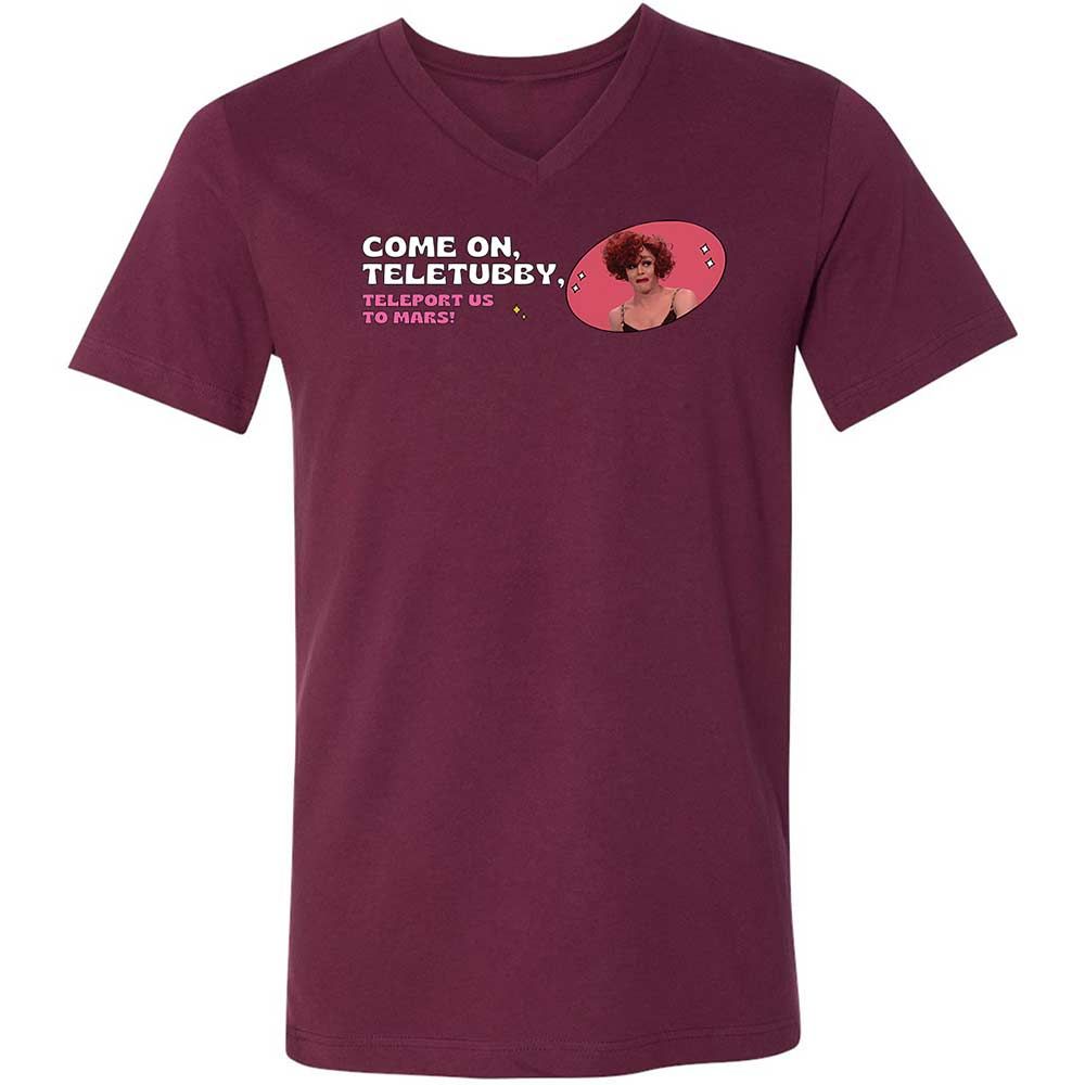 Unisex V-Neck T-Shirt - EJ596PX6 - Maroon - 14