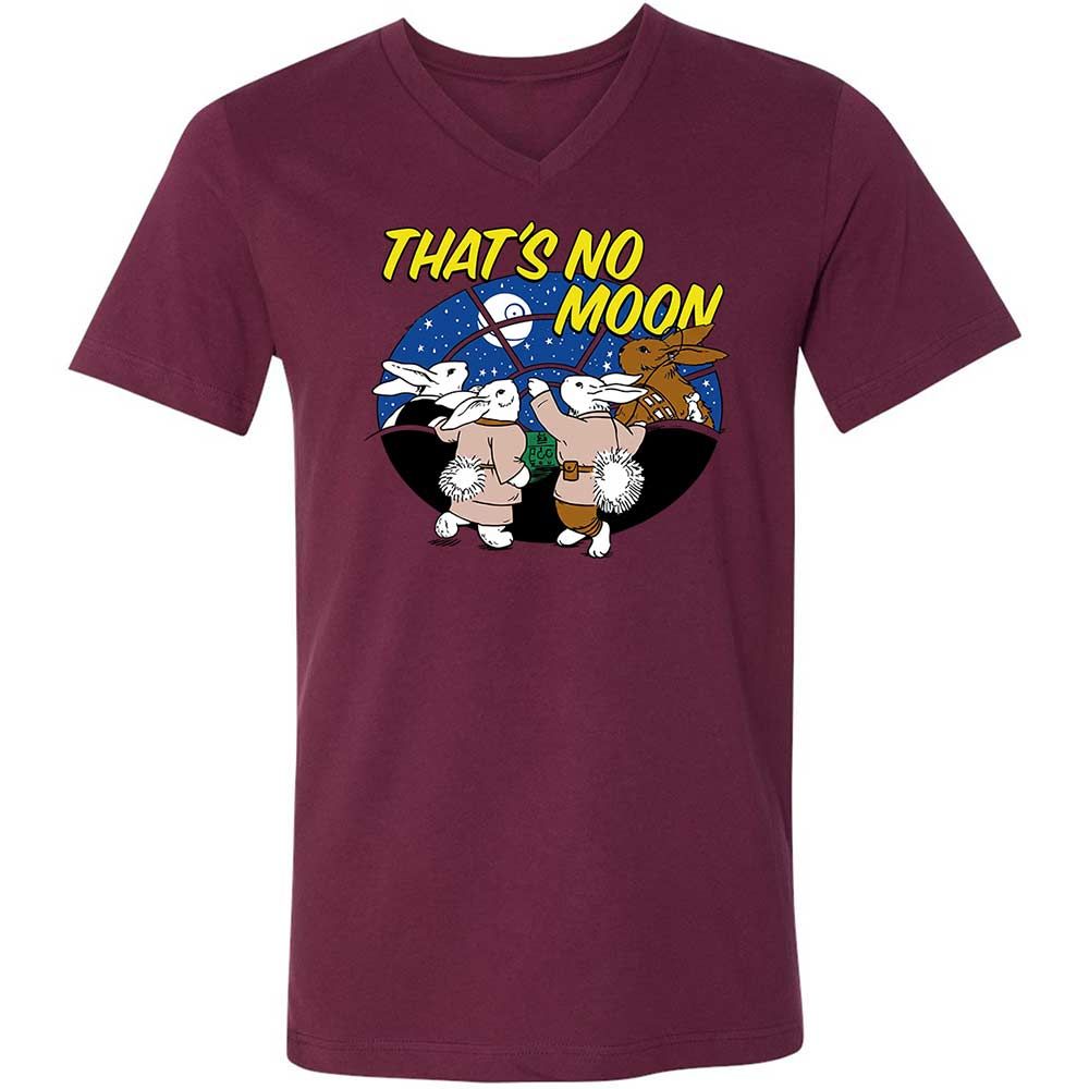 Unisex V-Neck T-Shirt - White - Maroon - 14