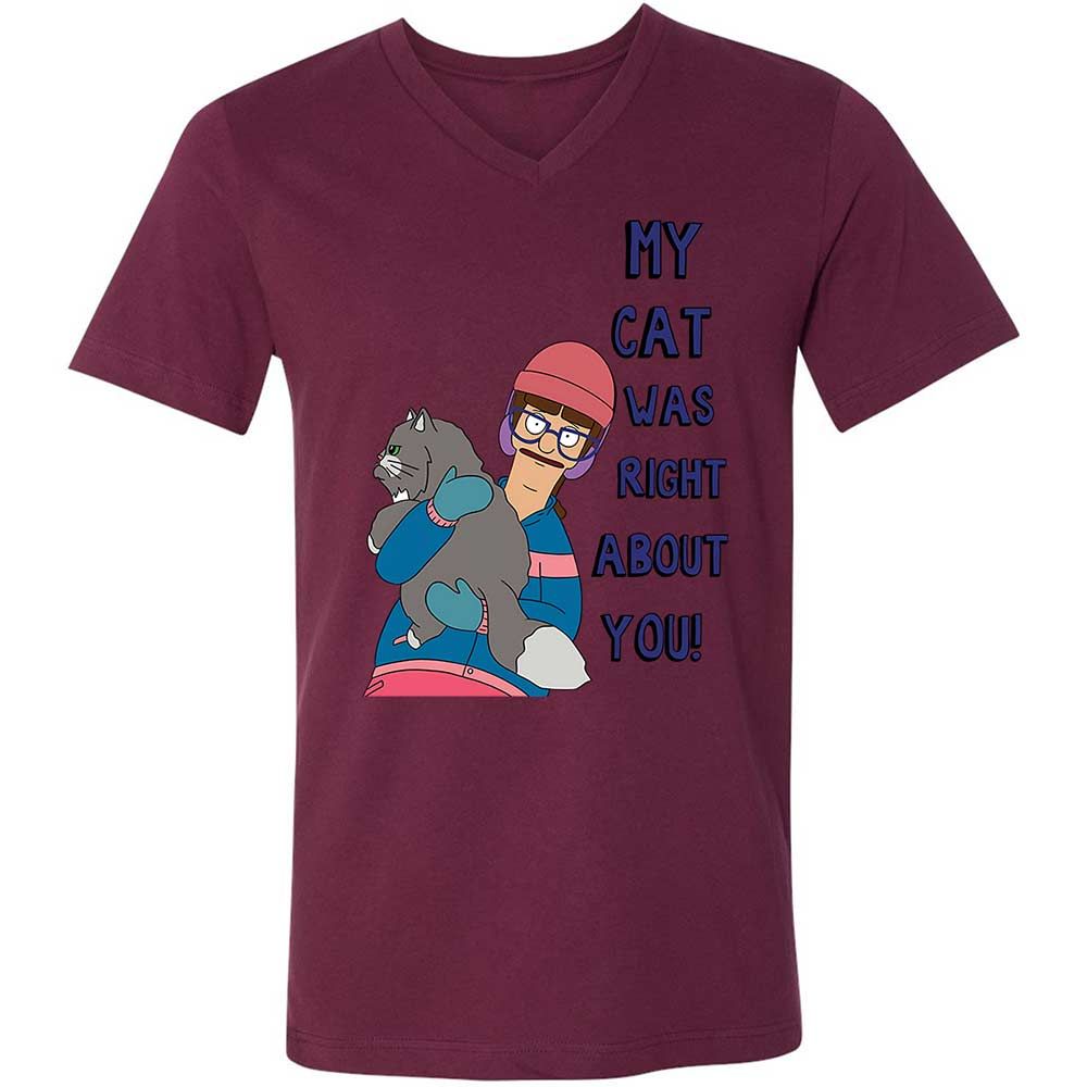 Unisex V-Neck T-Shirt - U7XDX31X - Maroon - 14