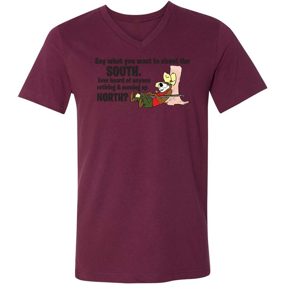 Unisex V-Neck T-Shirt - Q2PQ94JK - Maroon - 14