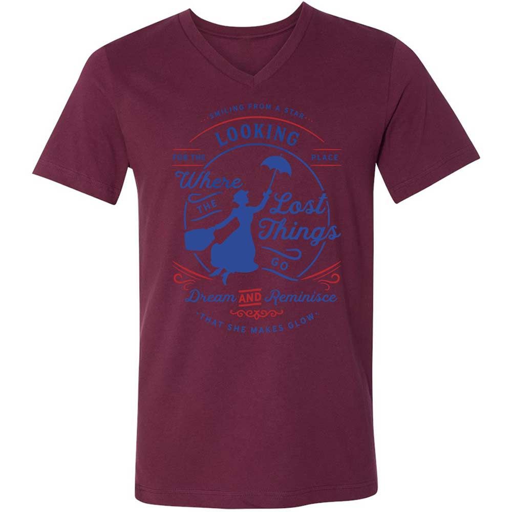 Unisex V-Neck T-Shirt - JJDKJW57 - Maroon - 14
