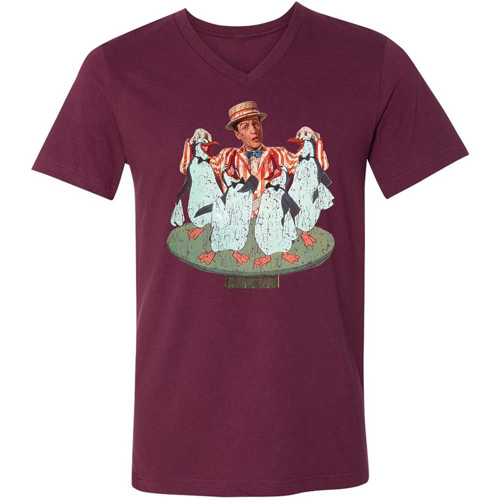 Unisex V-Neck T-Shirt - KMJBCDE2 - Maroon - 14