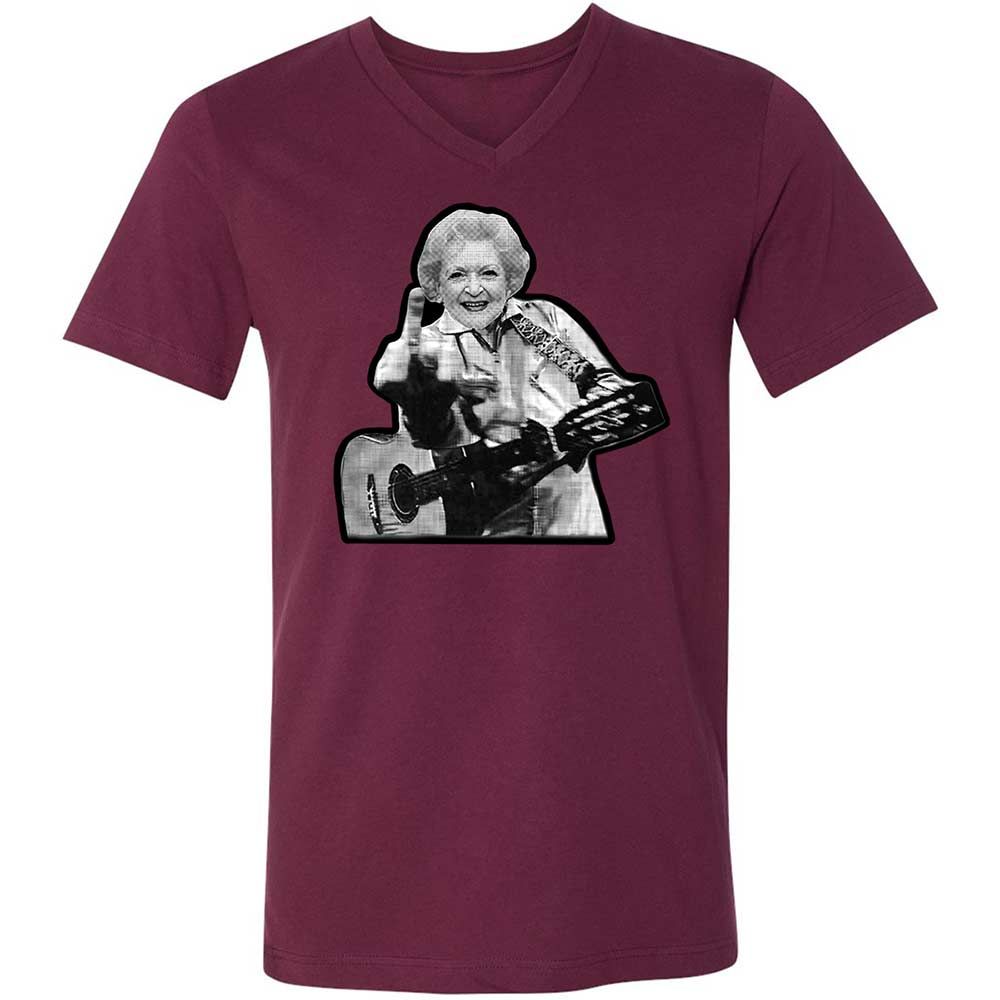 Unisex V-Neck T-Shirt - 8RN69VXF - Maroon - 14