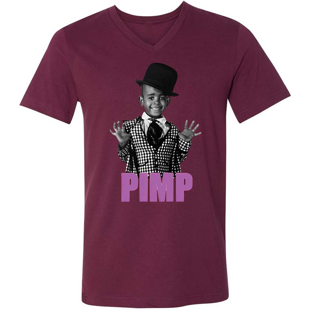 Unisex V-Neck T-Shirt - 374P7CU8 - Maroon - 14