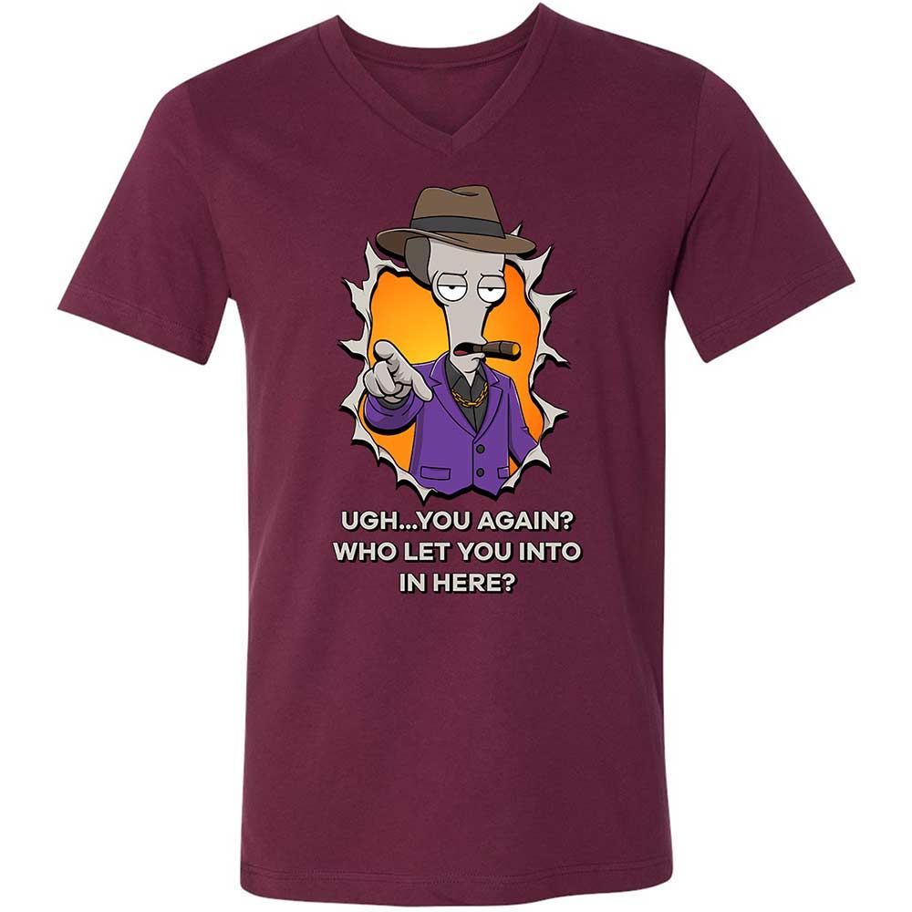 Unisex V-Neck T-Shirt - BXRKX8ND - Maroon - 14