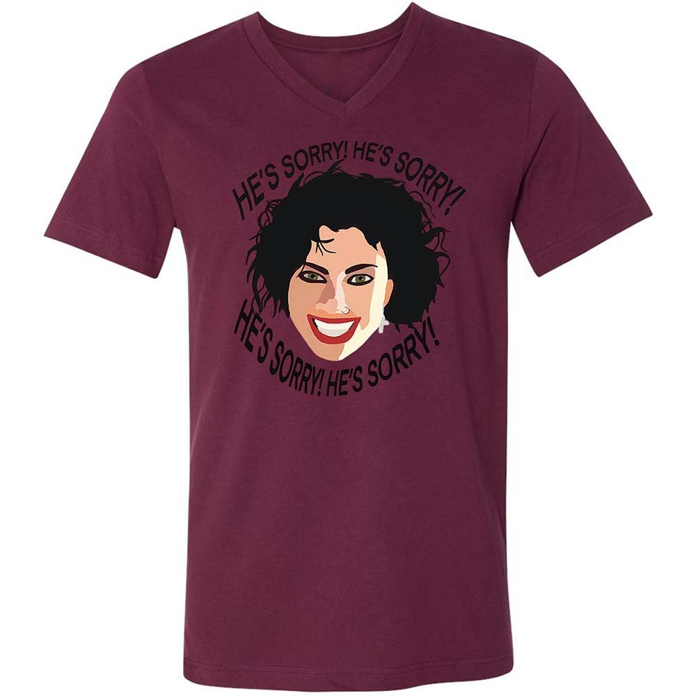Unisex V-Neck T-Shirt - YQPNK5FU - Maroon - 14