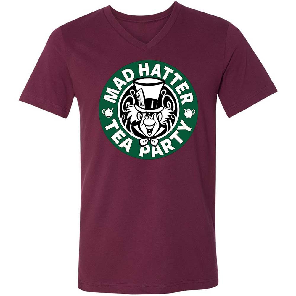 Unisex V-Neck T-Shirt - F5XBNC8B - Maroon - 14