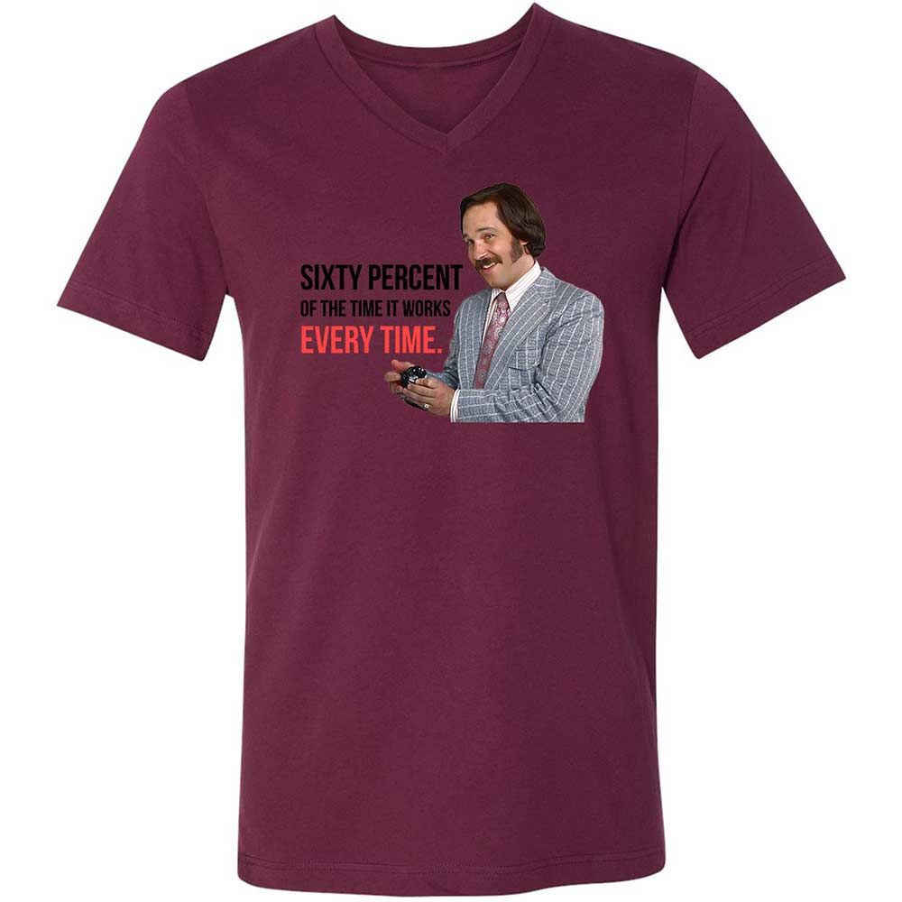 Unisex V-Neck T-Shirt - VZFYVV25 - Maroon - 14