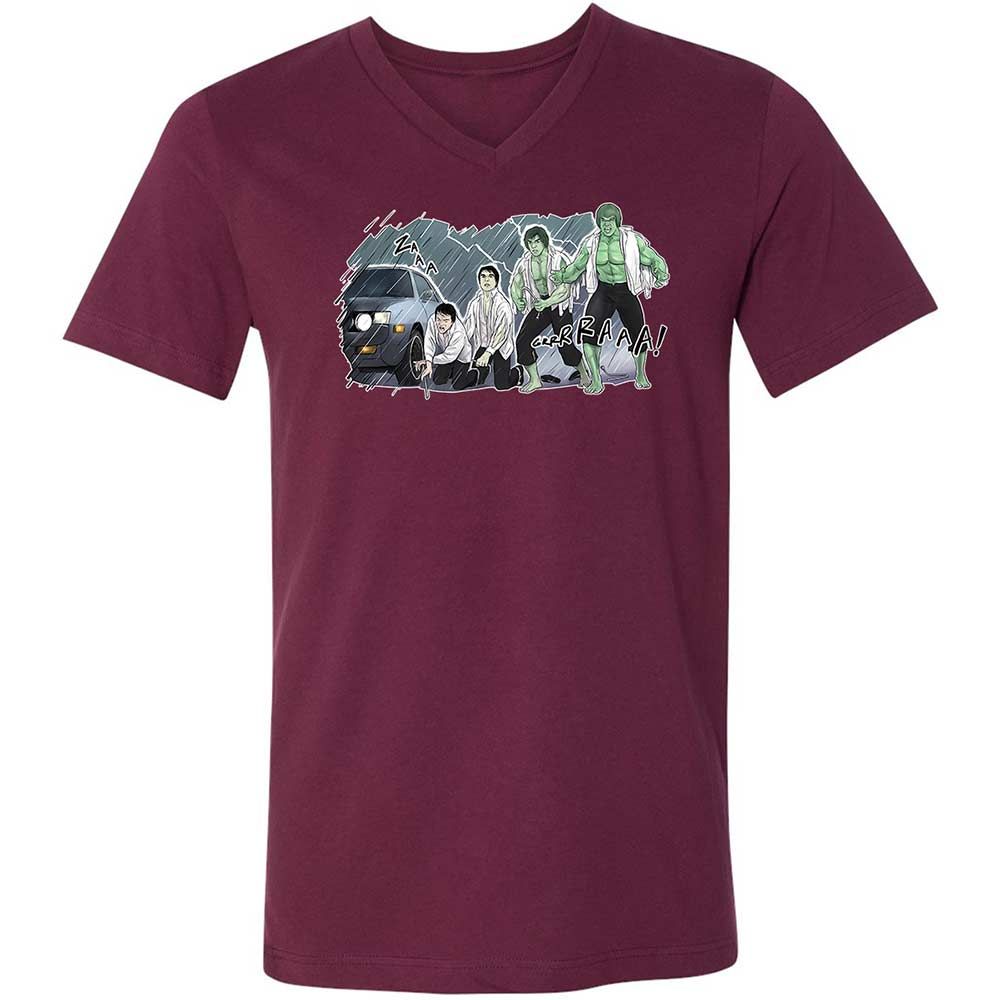 Unisex V-Neck T-Shirt - 3XU1VDUN - Maroon - 14