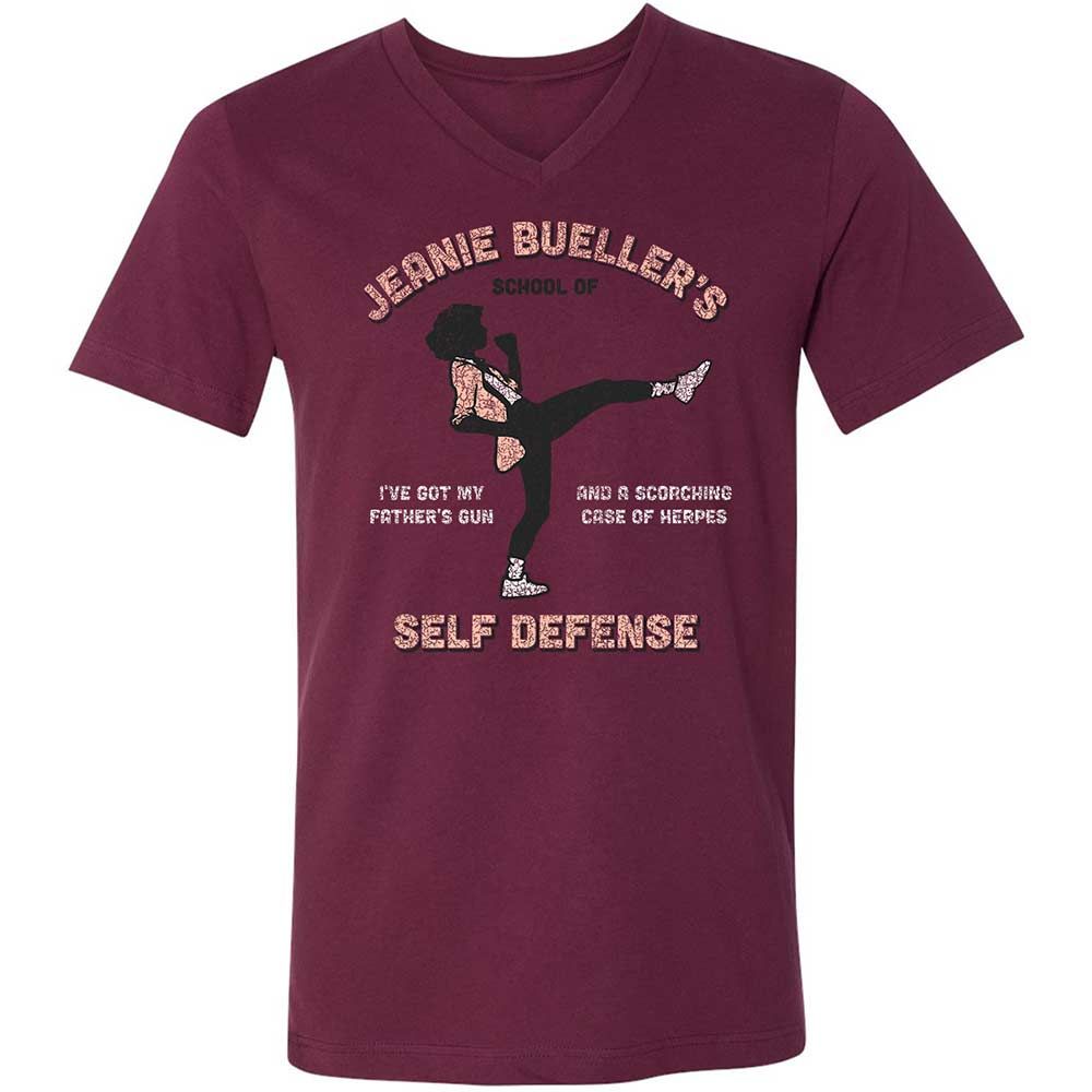 Unisex V-Neck T-Shirt - 1ZV9QU3S - Maroon - 14