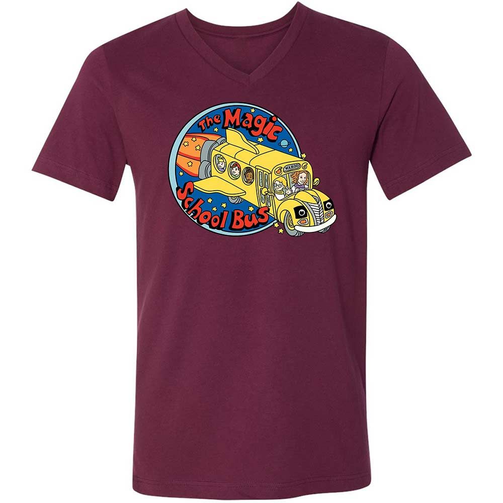 Unisex V-Neck T-Shirt - 7WT8Y391 - Maroon - 14