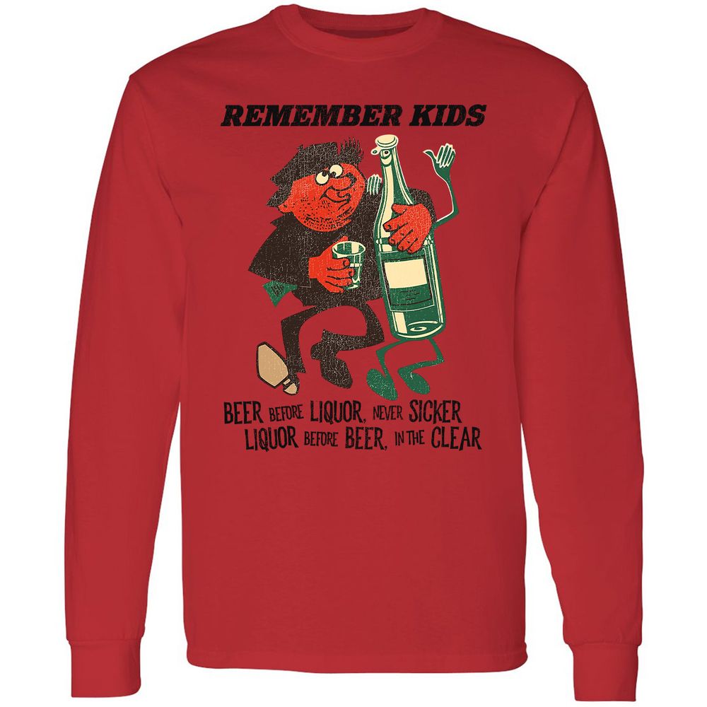 Long Sleeve T-Shirt - BL7VNV9Z - Red - 14