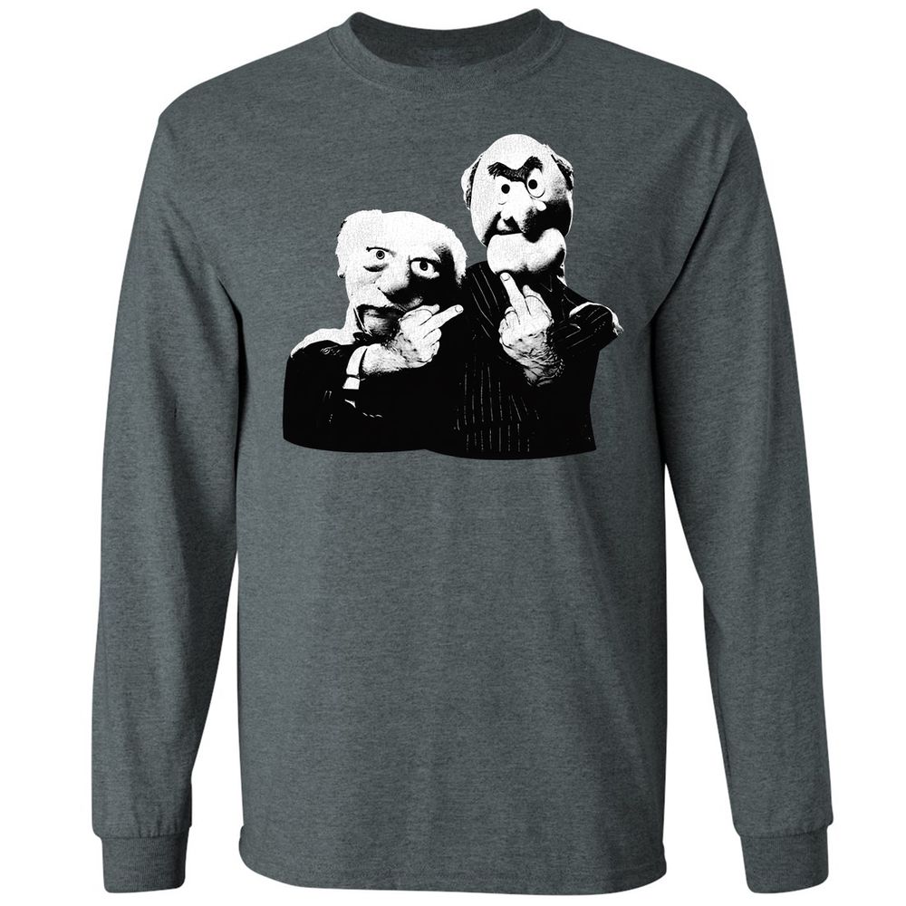 Statler and Waldorf Middle Finger - Dark Heather - 15