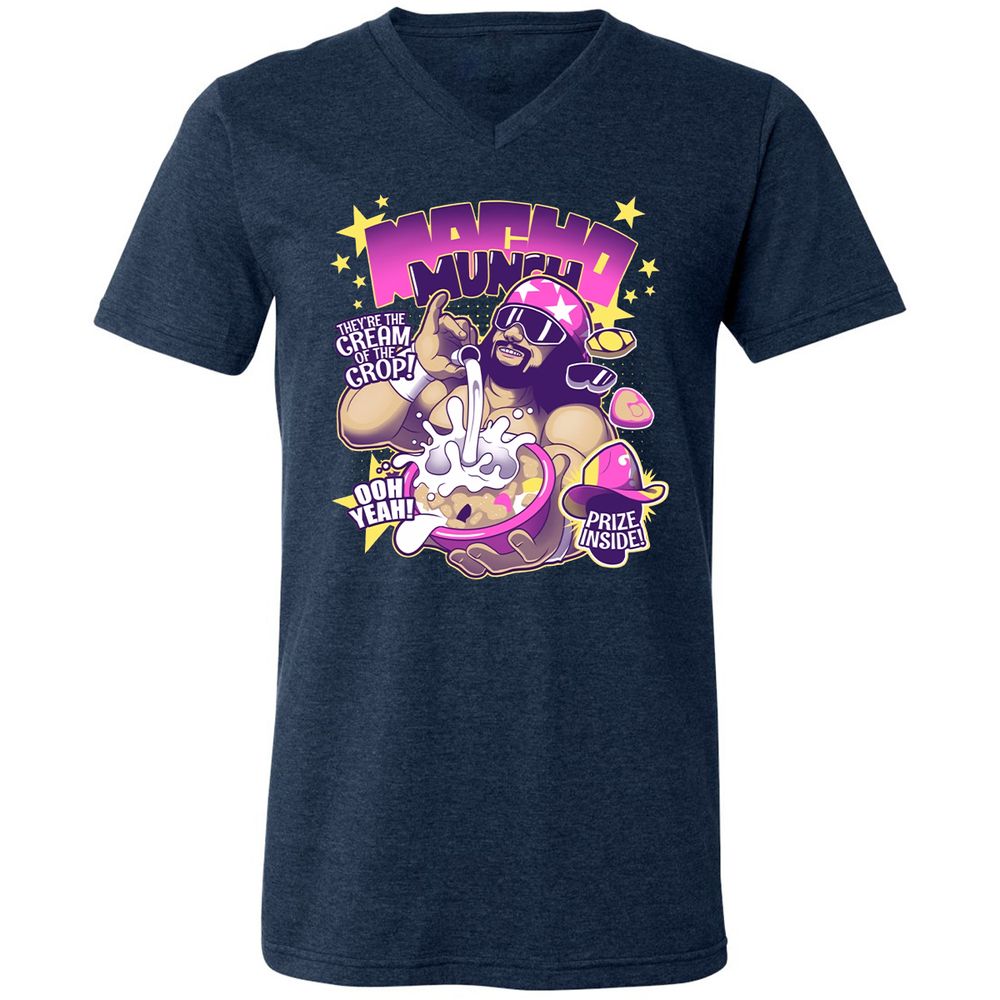 Unisex V-Neck T-Shirt - QRV9Y862 - Heather Navy - 15