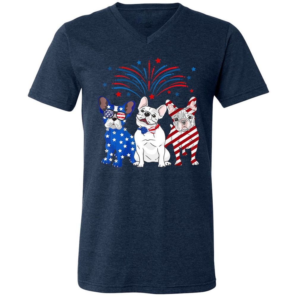 Unisex V-Neck T-Shirt - 35XKGDM8 - Heather Navy - 15