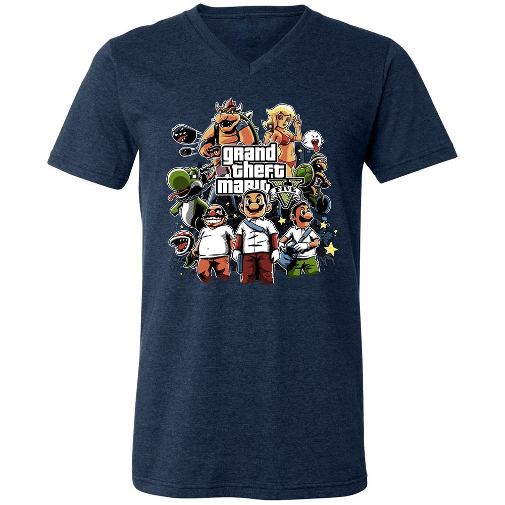 Unisex V-Neck T-Shirt - F39AGP7U - Heather Navy - 15