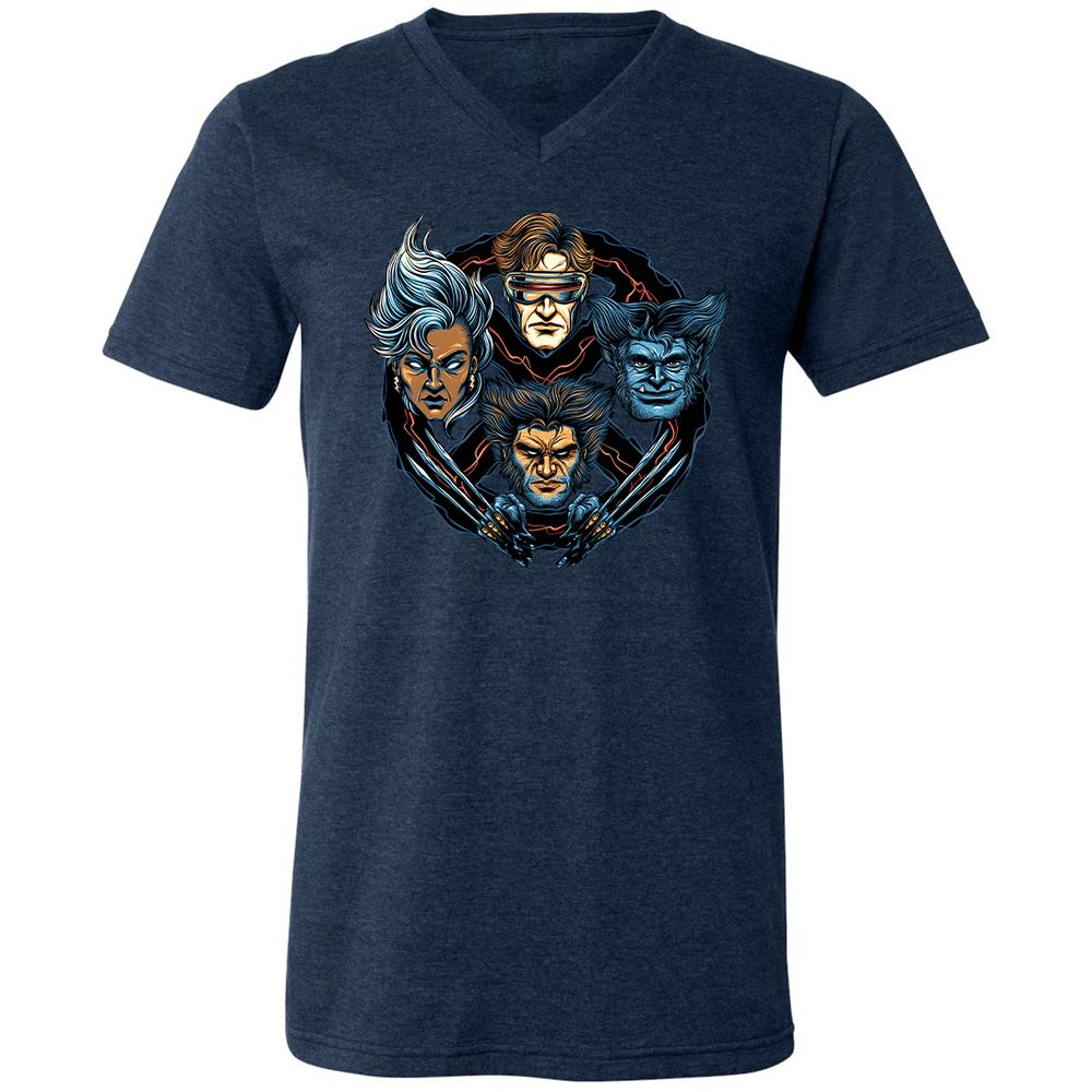 Unisex V-Neck T-Shirt - FM3ZVYML - Heather Navy - 15